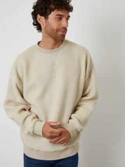 Threadbare Natural Crew Neck Relaxed Fit Borg Sweatshirt