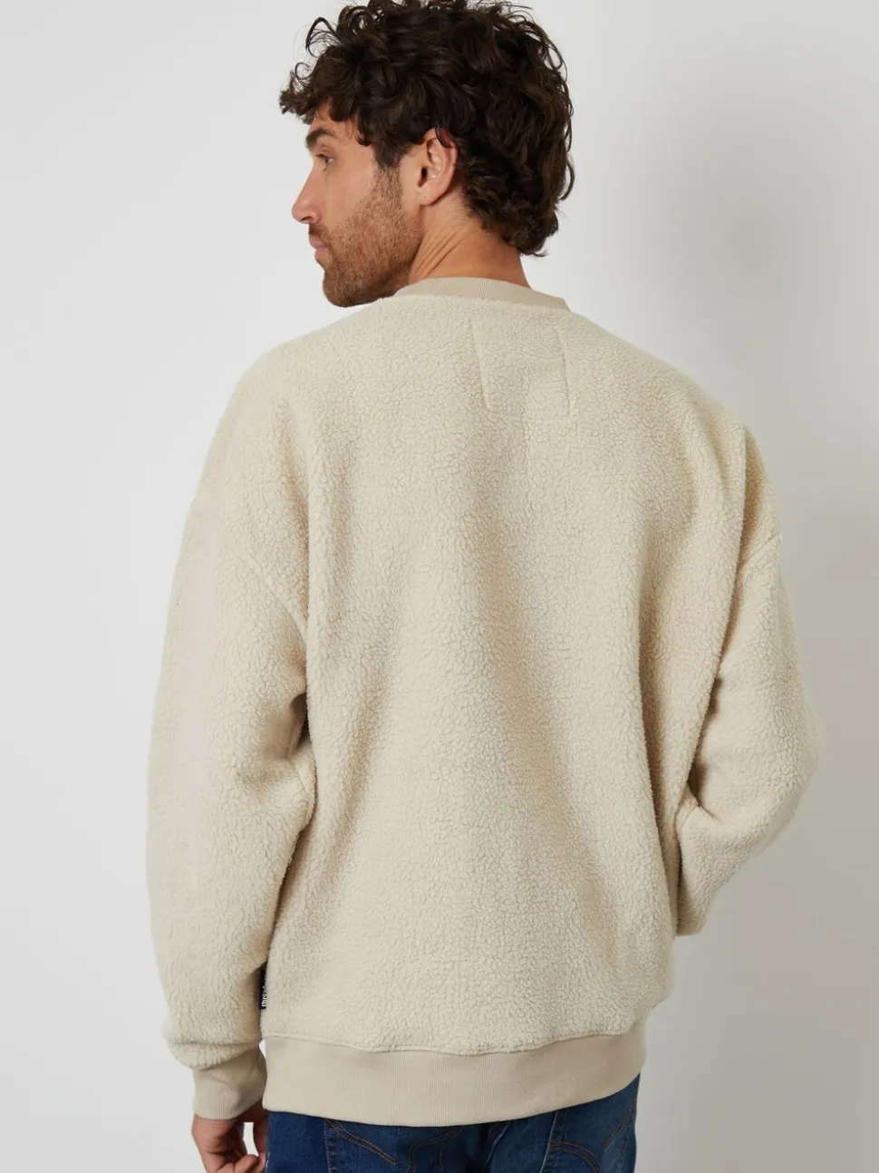 Threadbare Natural Crew Neck Relaxed Fit Borg Sweatshirt