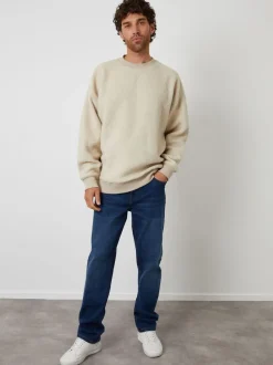 Threadbare Natural Crew Neck Relaxed Fit Borg Sweatshirt