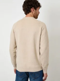 Threadbare Natural Raglan Rib Knitted Crew Neck Jumper