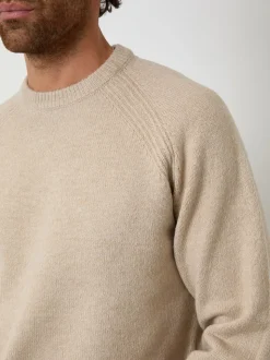 Threadbare Natural Raglan Rib Knitted Crew Neck Jumper