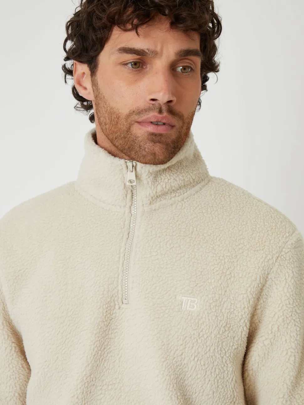 Threadbare Natural Regular Fit Relaxed Fit Borg Sweatshirt