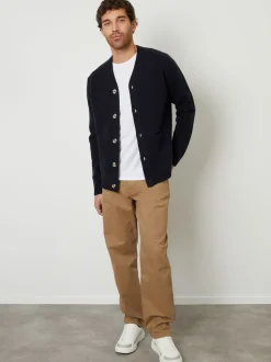 Threadbare Navy Blue Knitted V-Neck Cardigan