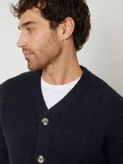 Threadbare Navy Blue Knitted V-Neck Cardigan