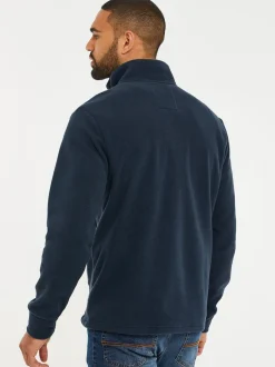 Threadbare Navy Blue Quarter Zip Quilted Fleece Sweatshirt