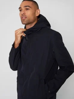 Threadbare Navy Blue Showerproof Zip Up Hooded Raincoat