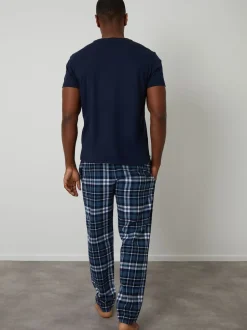 Threadbare Navy Check Pyjamas Set