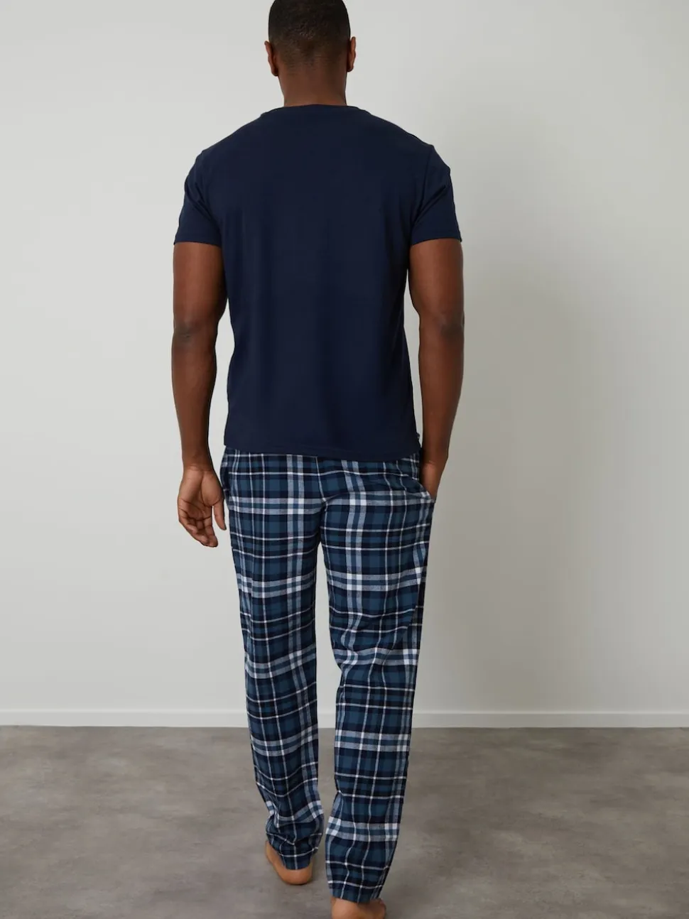 Threadbare Navy Check Pyjamas Set