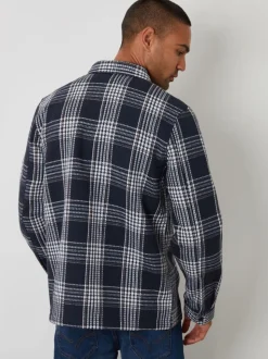 Threadbare Navy Check Waffle Textured Shacket