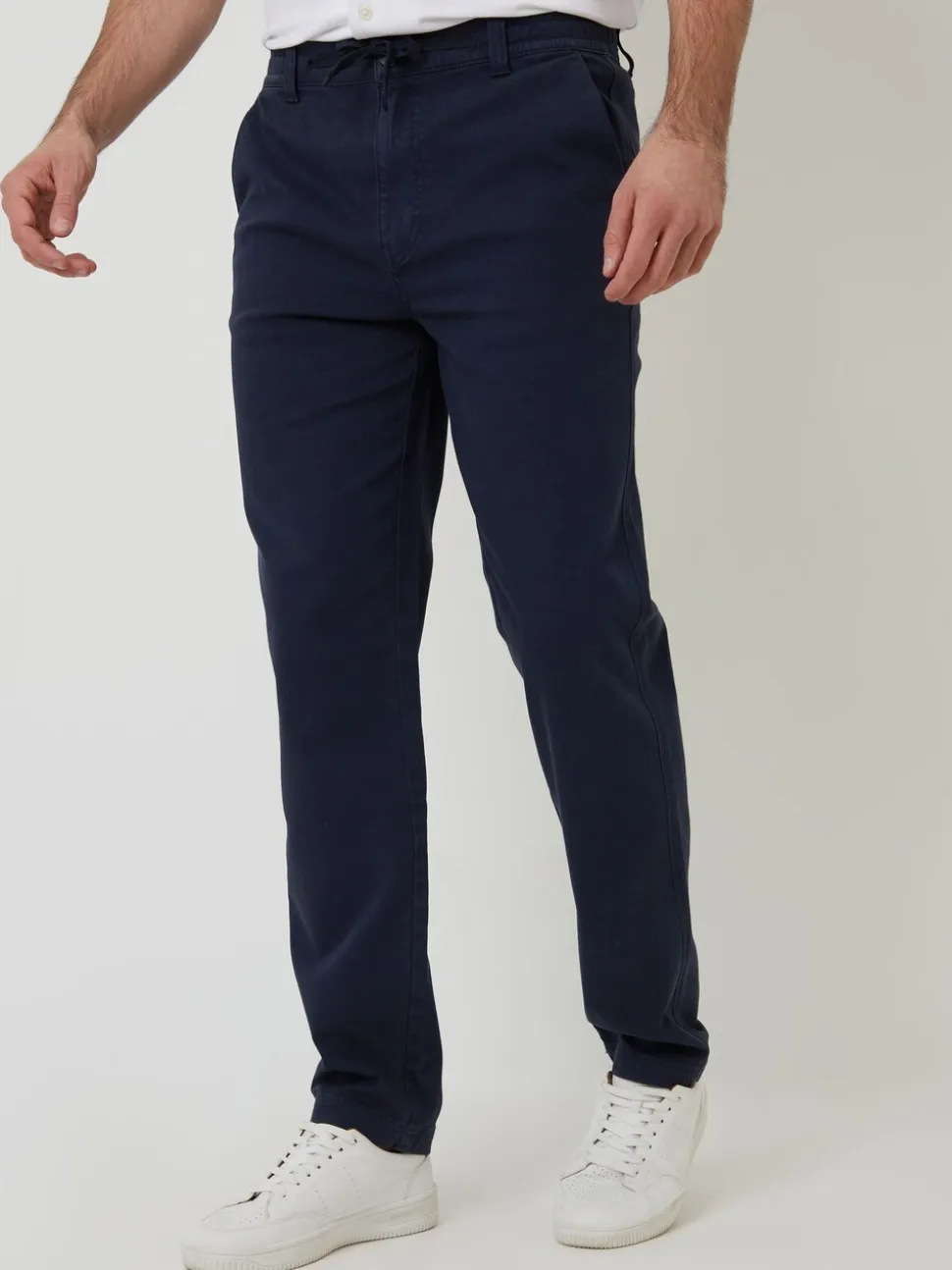 Threadbare Navy Elasticated Waist Regular Fit Chino Trousers
