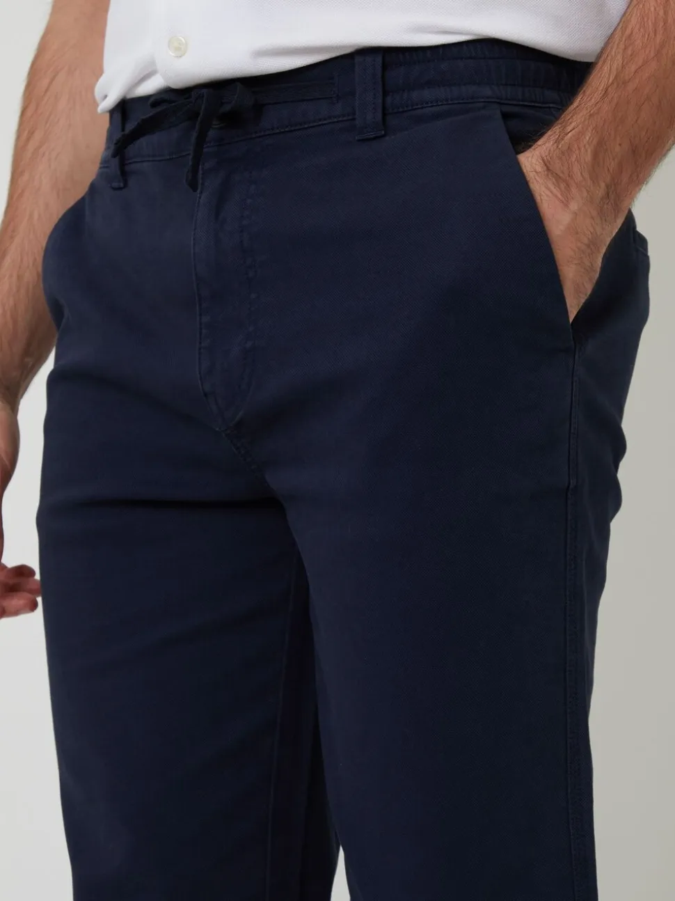 Threadbare Navy Elasticated Waist Regular Fit Chino Trousers