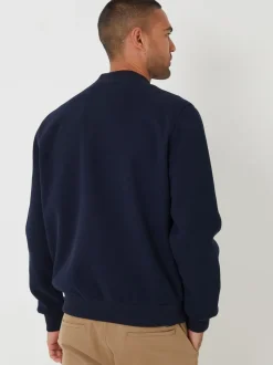 Threadbare Navy Faux Wool Brushed Bomber Jacket