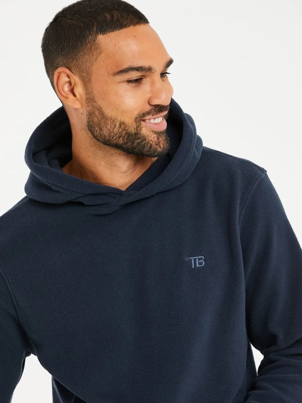 Threadbare Navy Microfleece Overhead Hoodie