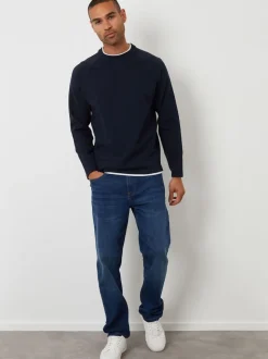 Threadbare Navy Mock T-Shirt Textured Knit Crew Neck Jumper