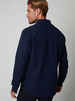 Threadbare Navy Oxford Long Sleeve Shirt