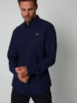 Threadbare Navy Oxford Long Sleeve Shirt