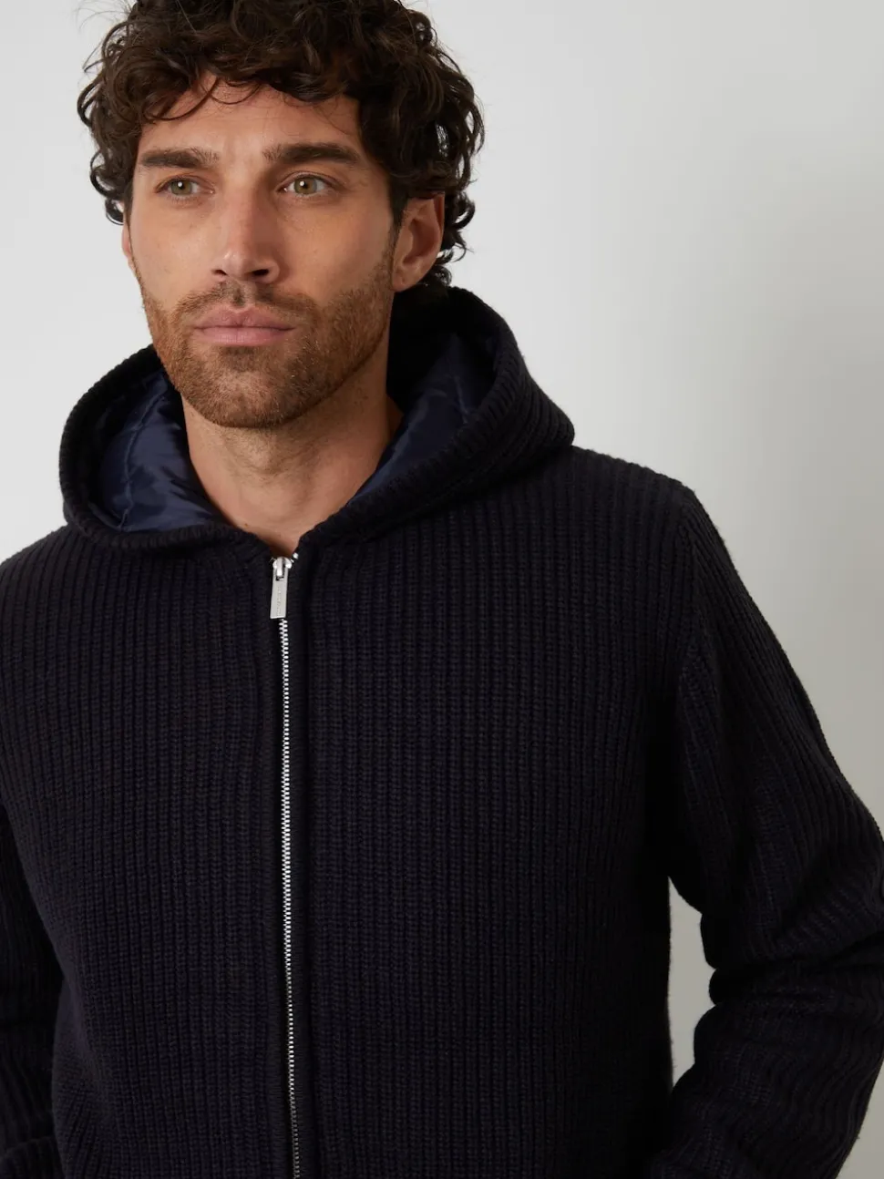 Threadbare Navy Padded Knitted Jacket