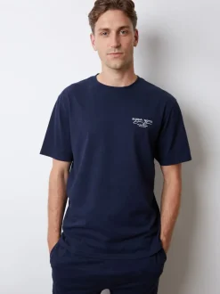 Threadbare Navy Peached Cotton Graphic Lounge Set