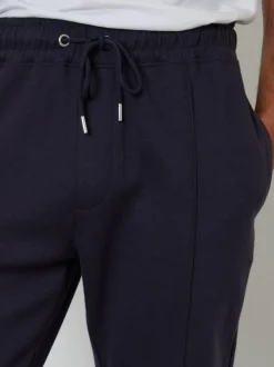 Threadbare Navy Pintuck Pique Joggers