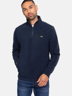 Threadbare Navy Quarter Zip Fleece Sweatshirt