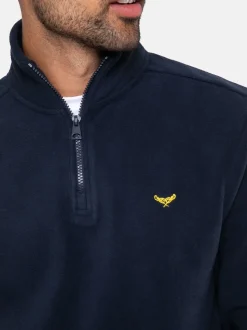 Threadbare Navy Quarter Zip Fleece Sweatshirt