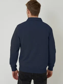 Threadbare Navy Quarter Zip Collared Sweatshirt