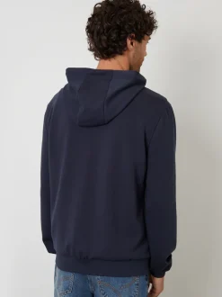 Threadbare Navy Quilted Hybrid Hooded Jacket