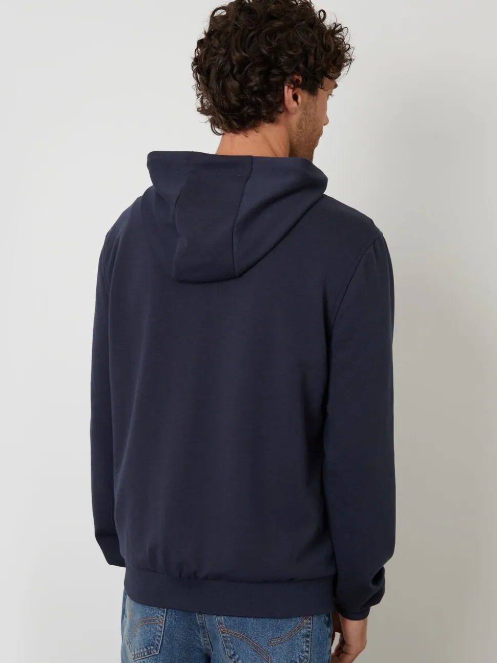 Threadbare Navy Quilted Hybrid Hooded Jacket