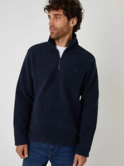 Threadbare Navy Regular Fit Relaxed Fit Borg Sweatshirt