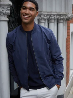 Threadbare Navy Showerproof Classic Bomber Jacket