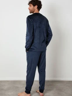 Threadbare Navy Soft Touch Velour Loungewear Set