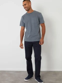 Threadbare Navy Straight Leg Stretch Waist Chino Trousers