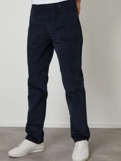 Threadbare Navy Straight Leg 5 Pocket Stretch Corduroy Trousers