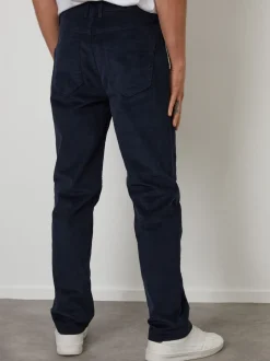 Threadbare Navy Straight Leg 5 Pocket Stretch Corduroy Trousers