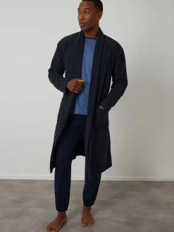 Threadbare Navy Waffle Fleece Dressing Gown