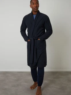 Threadbare Navy Waffle Fleece Dressing Gown