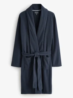 Threadbare Navy Waffle Fleece Dressing Gown