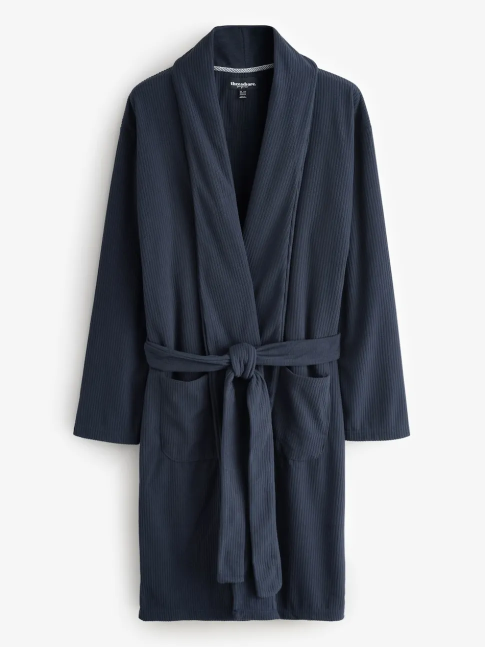 Threadbare Navy Waffle Fleece Dressing Gown