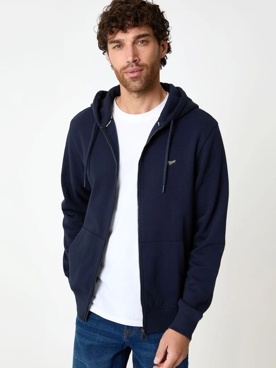 Threadbare Navy Zip Through Hoodie