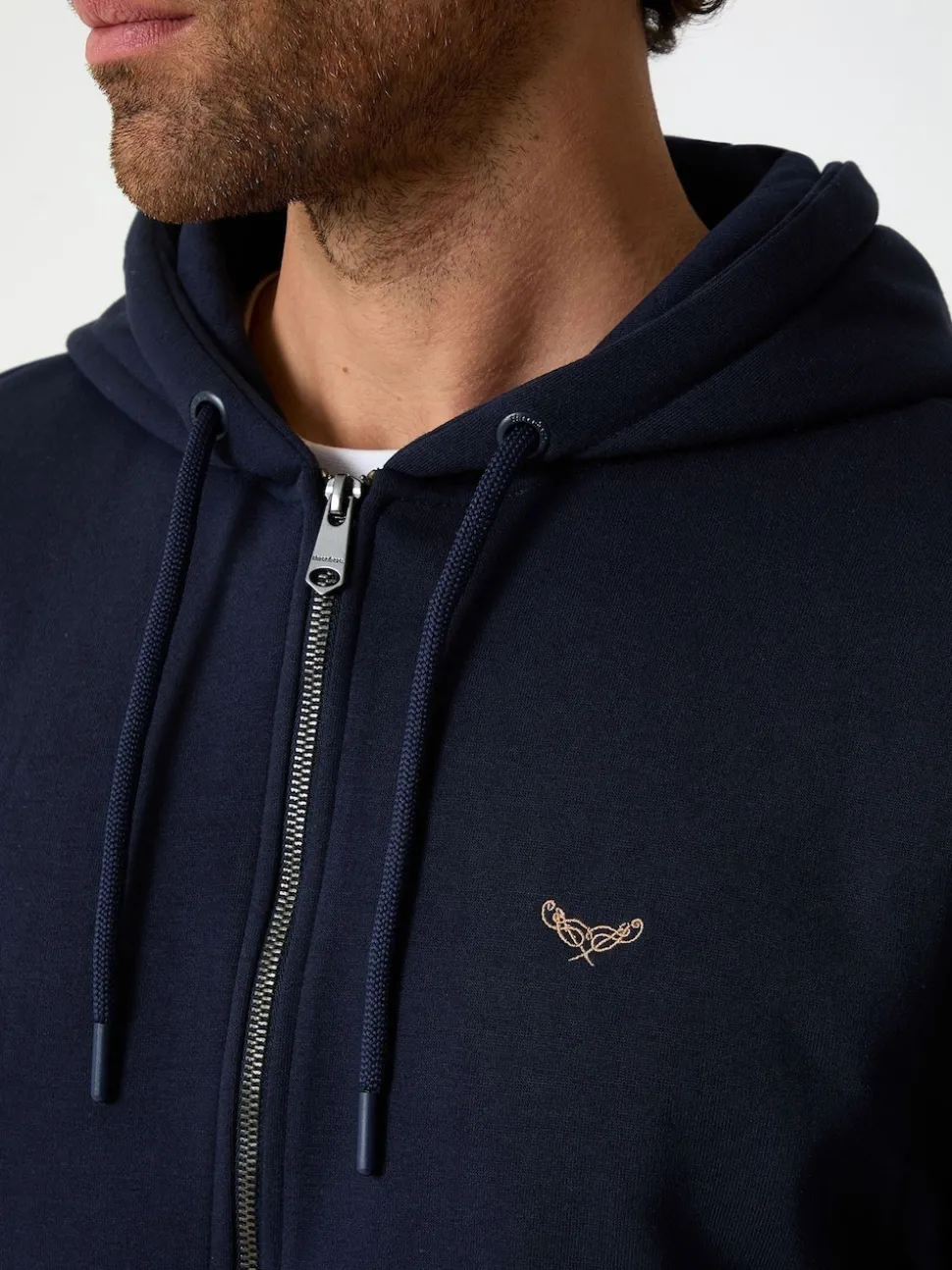 Threadbare Navy Zip Through Hoodie