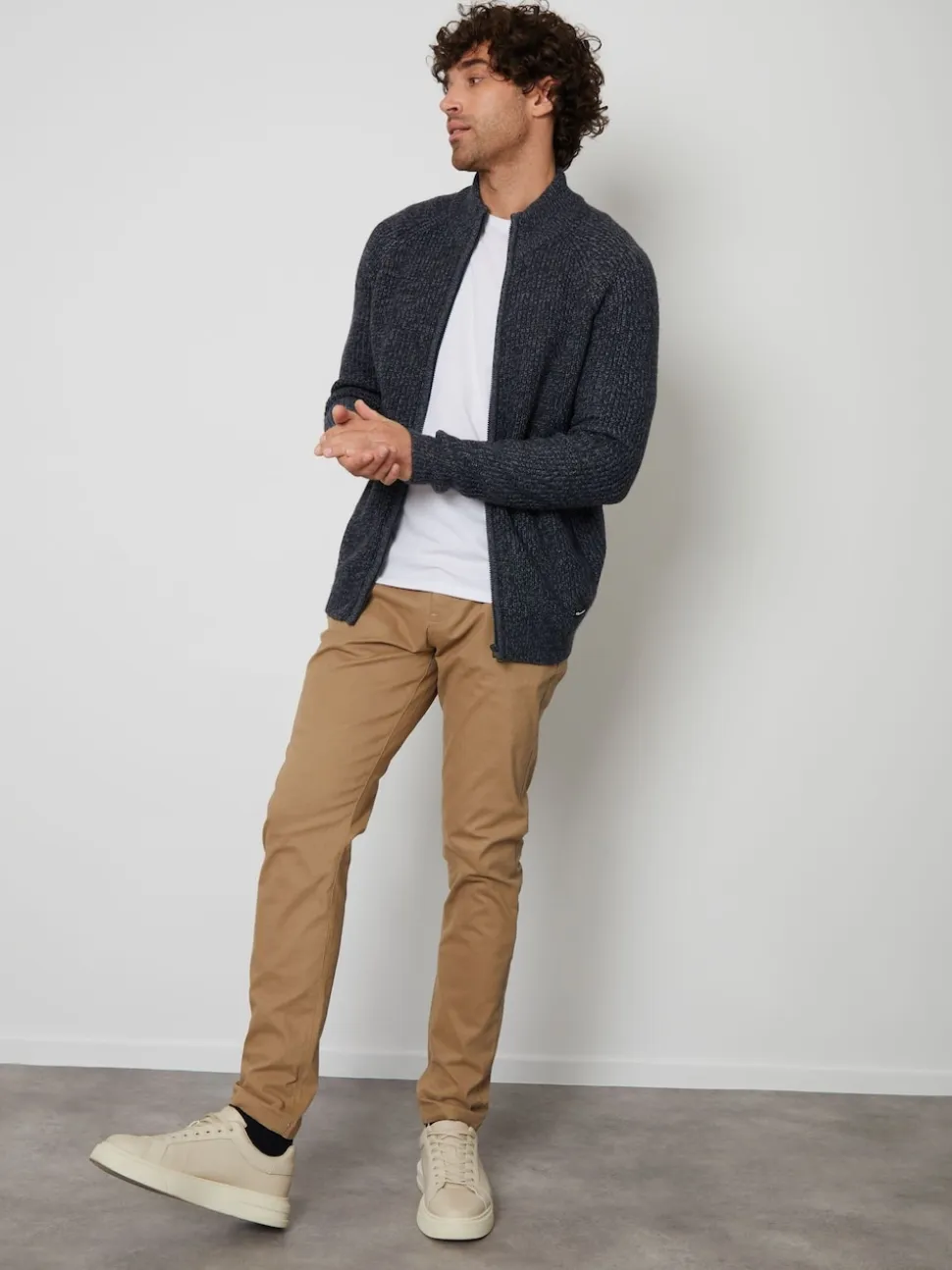 Threadbare Navy Zip Up Cardigan