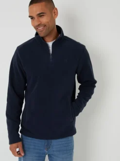 Threadbare Navy/Green Quarter Zip Microfleece Sweatshirts 2 Pack