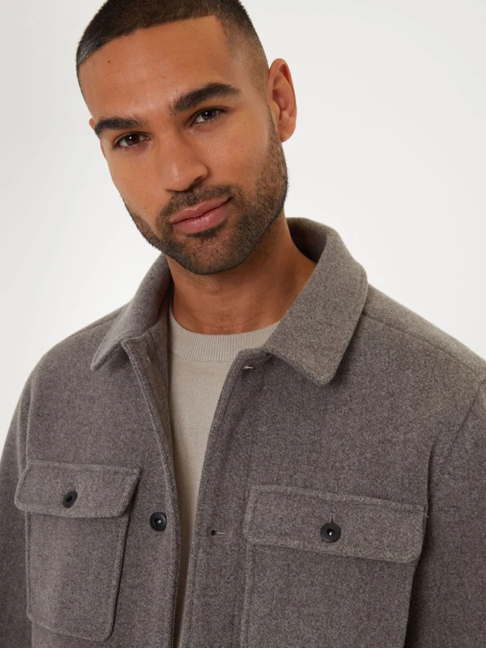 Threadbare Neutral Brushed Button Up Shacket