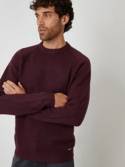 Threadbare Red Raglan Rib Knitted Crew Neck Jumper