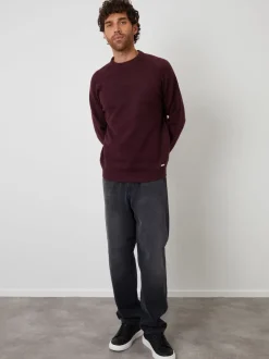 Threadbare Red Raglan Rib Knitted Crew Neck Jumper