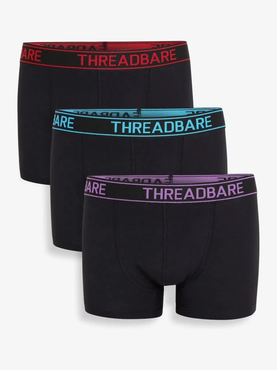 Threadbare Red/Blue/Purple Hipster Fit Boxer Shorts 3 Pack