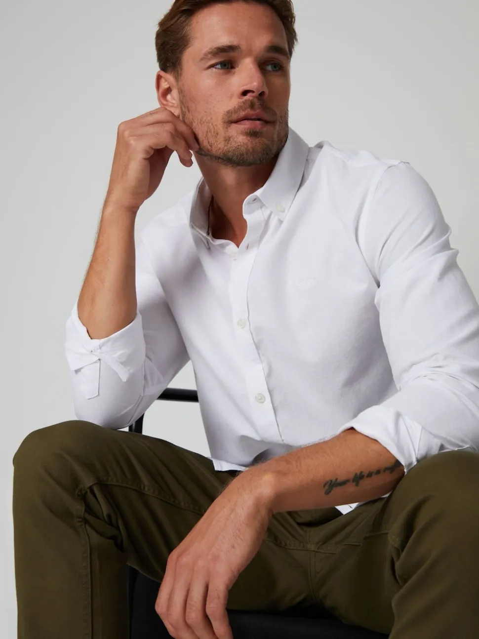 Threadbare White Oxford Long Sleeve Shirt