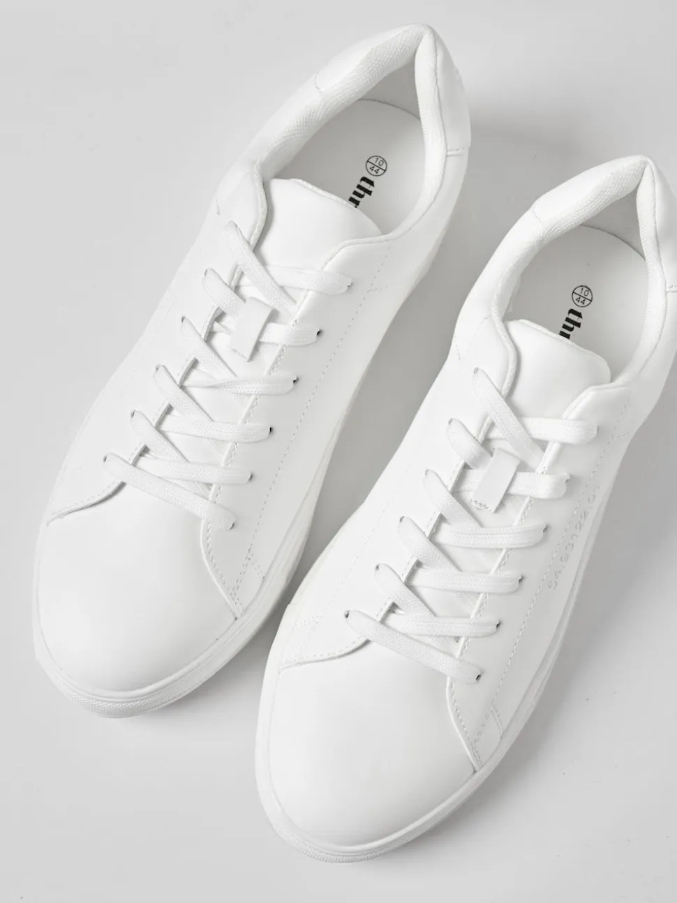 Threadbare White PU Court Trainers