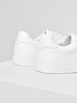 Threadbare White PU Court Trainers