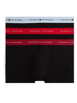Tommy Hilfiger Black 3 Pack Signature Repeat Logo Waistband Trunks